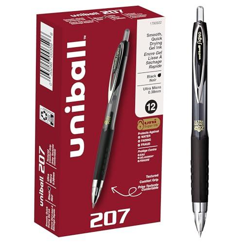 uniball 207 Signo Gel Ultra Micro Gel Pen, Retractable, Extra-Fine 0.38 Mm, Black Ink, Smoke Barrel