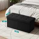 30-INCH Storage Ottoman Bench, Footrest with Storage, End of Bed Bench Coffee Table for Living Room, Bedroom, Entryway, Black