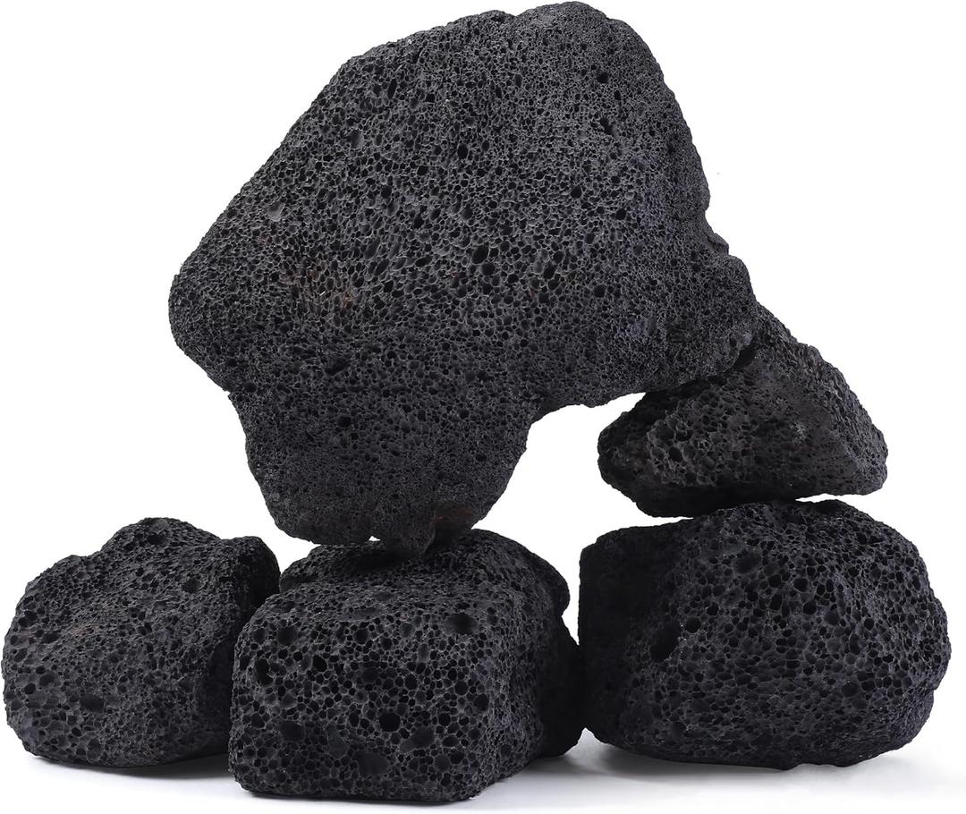 2.2-8.1 Inches Natural Black Lava Rock, 5 PCS Mixed Sizes Aquarium Rocks for Aquascaping, Terrariums, Reptile Tanks & Aquarium Dcor