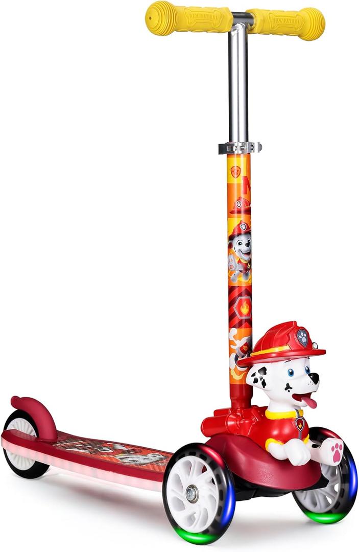 3D Kick Scooter for Kids, Self-Balancing 3 Wheeled Light Up Scooter with Extra Wide Anti-Slip Deck, Rear Brake, Lean to Steer, Lightweight Design, for Kids 3 and up, 75 LB Limit (Marshall 2)