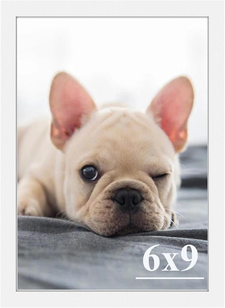 6x9 Picture Frame, 6x9 Poster Photo Frame,Wall Gallery Photo Frames,Durable Shatter Resistant White Frame with High Definition Plexiglass,Horizontal and Vertical Formats for Wall Hanging, White