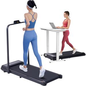 Treadmill with Handles, Folding Foldable Electric Treadmills for Home Small, 3.0HP Walking Pad Treadmills with Handle Bar, 3 in 1 Under Desk Treadmill with Remote Control, LED Display, 300LBS Capacity