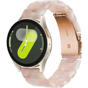 Miimall Resin Band for Samsung Galaxy Watch 7/6/5/4 40mm 44mm, 20mm Width Lightweight Classy Strap for Galaxy Watch FE 40mm, Waterproof Adjustable Galaxy Watch 6 4 Classic Resin Bands for Women Men (Flower Pink)