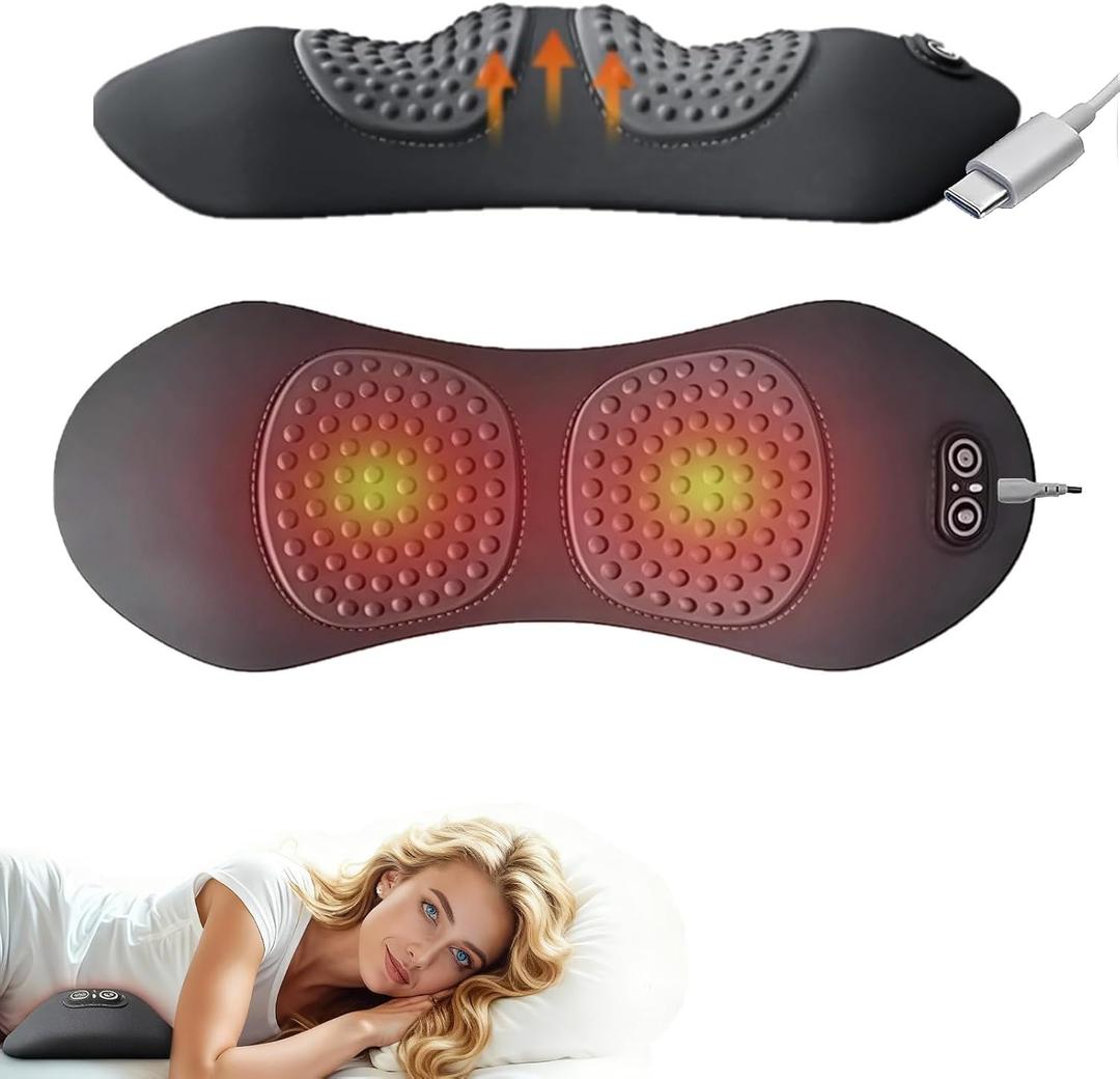 Electric Back Massager for Sciatica Pain Relief, 3-in-1 Lumbar Support Device with Traction & Heat, Soothing Spine Massager for Lower Back Pain Relief, Neck and Back Massage Pillow