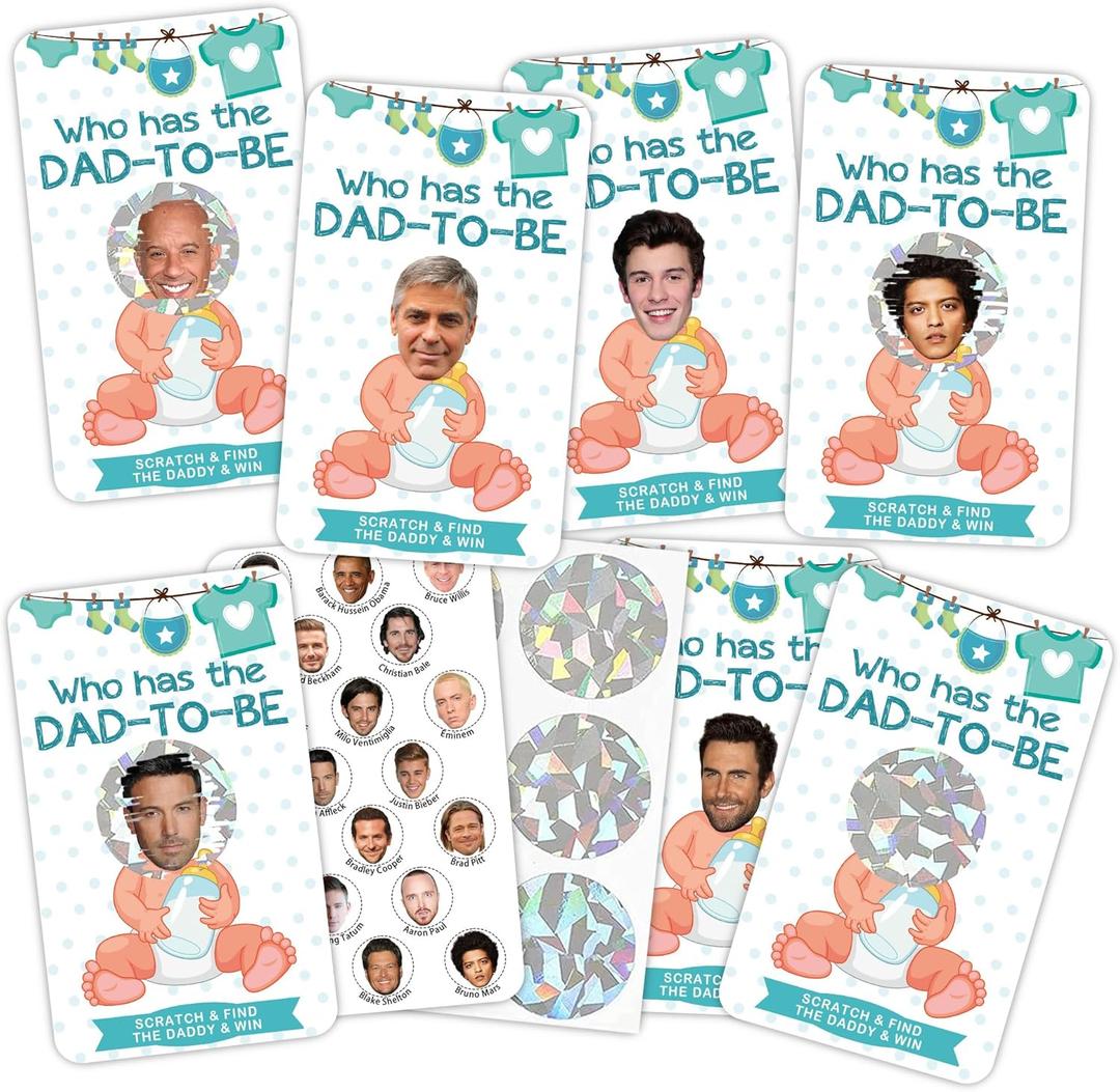 41 Sheet Baby Shower Scratch Off Game, Who has the Dad-To-Be Scratch Off, 3.5 x 2.1 In Funny Baby Shower Games Ideas for Party Guests - Gender Reveal Party Decor-MT02