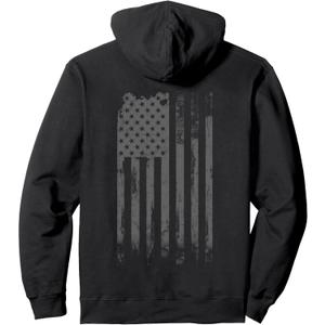 Vintage Patriotic Distressed America USA Flag Pullover Hoodie, M