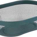 Metal Mesh Steel Basket, Oval Metal Wire Storage Organizer Baskets Multi Functional Kitchen Baskets Countertop Fruit Baskets Garden Harvest Basket for Picnic Decor Cabinet Home, Blackish Green
