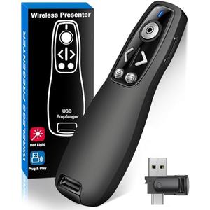 Presentation Clicker Wireless Presenter Remote for PowerPoint, Powerpoint Clicker with Volume Control PowerPoint Slide Advancer for Mac, Computer, Laptop-E600