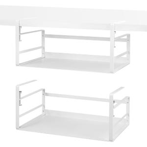 Nxconsu 2Pack Under Shelf Storage Basket Organizer Hanging Holder for Kitchen Cabinet Pantry Cupboard Desk Bookshelf Organization Space Saver Heavy Duty Slide-in Adjustable Mounting Clamp White Large (9.84D * 16.41W * 7.08H)