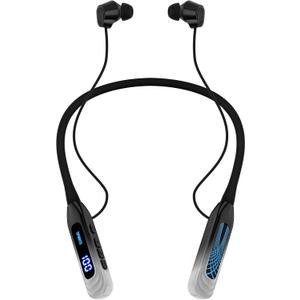 Neckband Bluetooth Headphones, 1000H Extra Battery Life with Display Magnetic Earphones,Wireless Stereo Earbuds with Microphone, Waterproof in-Ear Headset for Sports/Workout/Office (Silver)