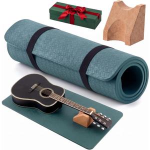 41 In Guitar Mat with Neck Rest, 8mm Extra Thick TPE Non Slip, Green