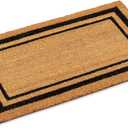 Kempf Black Border Coco Coir Doormat, 18" x 30", Non-Slip Backing, Heavy Duty Natural Fiber Front Door Welcome Entrance Mat, Low Clearance, Outdoor Indoor