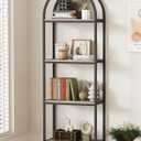 Yusong Bookshelf 4 Tier Arched Bookcase, 71.3" Tall Industrial Open Book Shelves for Living Room, Modern Freestanding Display Shelving Storage Rack Metal Frame, Office, Bedroom, Grey