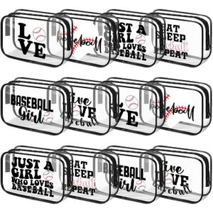 Reginary 12 Pcs Christmas Baseball Makeup Bag Gifts for Team, Clear PVC