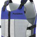 Poseidon Adjustable Water Safety Life Jacket - Classic Unisex Design with Front/Rear Storage Compartments for Multiple Water Activities, Blue M-L