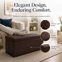 ALASDO 30 Inch Folding Storage Ottoman Bench with Hidden Storage, PU Leather Ottoman Foot Rest Stool, End of Bed Bench for Bedroom, Living Room, Entryway and Closet, Brown, 30"D x 15"W x 15"H