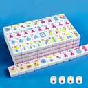American Mahjong Tile Set 166 Tiles 1.2-inch Mahjong Game Set with 4 Dice (Pink)