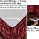 BEDELITE Satin Sheets King Size, Luxury Jacquard Striped Burgundy Bedsheets with Elastic Corner Straps, Similar to Silk Sheets Set 4 PC with 1 Deep Pocket Fitted Sheet, 1 Flat Sheet, & 2 Pillowcases