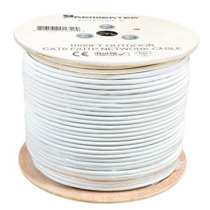 Premiertek Outdoor UV 1000ft Double Jacket Cat6 23AWG CCA FTP (Foil Shield) 4-Pairs Premium Network LAN Cable Direct Burial UV Rated Waterproof White Color