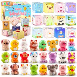 Valentines Day Gifts for Kids 24PCS Animal Squishy Toys, Slow Rising Stress Relief Toys, Goodie Bag Stuffers, Party Favors for Classroom Prizes
