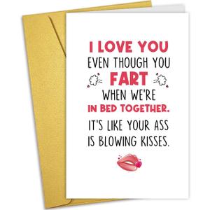 5 x Nchigedy Naughty Valentines Day Card for Him Her, Funny Wedding Anniversary Card for Husband Wife, Cheeky Fart Vday Card Gift for Girlfriend Boyfriend