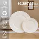 U-QE 60 Pcs Ivory Plastic Plates for Party Scalloped Plastic Plates Heavy Duty & Elegant Include 30 10.25" Dinner & 30 7.25" Dessert Plates - Perfect for Party & Wedding