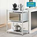 susunnus 3-Tier Stainless Steel Shelf, Heavy Duty Shelving for Kitchen, Garage, Industrial Storage, Kitchen Shelves Adjustable Feet, Easy to Clean(3T-24.8in*15.8in(Without guardrails))
