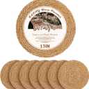 13 in Round Woven Boho Placemats Set of 8, Wicker Rattan Place Mats Chargers for Dinner Plates, Farmhouse Rustic Table Mats for Dining Table Decor (Natural Color)