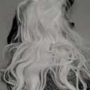 Colorful Queen Long Black and White Wigs for Women 26 Inch Curly Wavy Wig Middle Part Synthetic Lace Wigs for Daily Party Use Cosplay