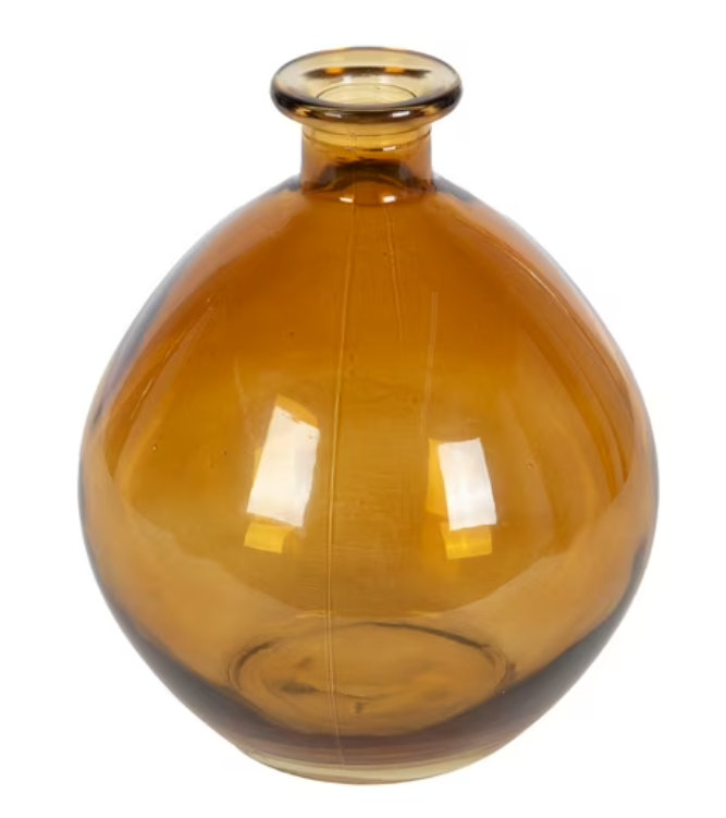 Home Decor Collection 5.7" Amber Translucent Glass Indoor Tabletop Vase by Home Decor Collection