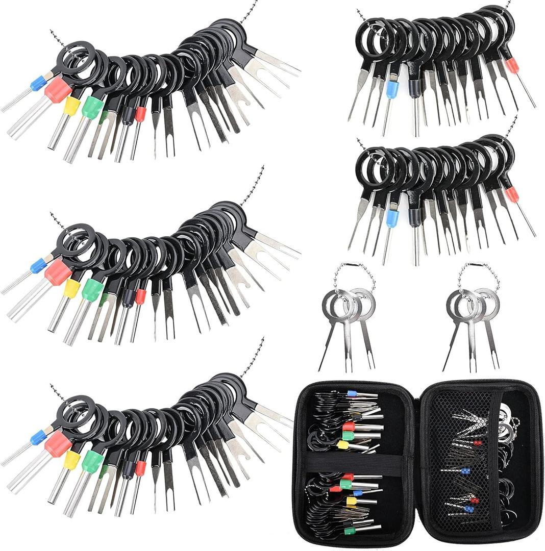 Terminal Pin Removal Tool Kit 82 Pcs Depinning Electrical Connector Pin Extractor Tool Set Wire Terminal Release for Automotive Car Household Devices - Black