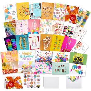 Joyberg 32 PCS Happy Birthday Cards Bulk with Envelopes, 4x6 Assorted Birthday Cards