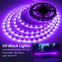 12V 16.4FT Marine Boat Ultra Violet UV Black Light LED Lights Strip, Night Fishing Lights, 5050 LED Waterproof UV Led Strip with Extension Cable for Fishing Boat Pontoon Yacht