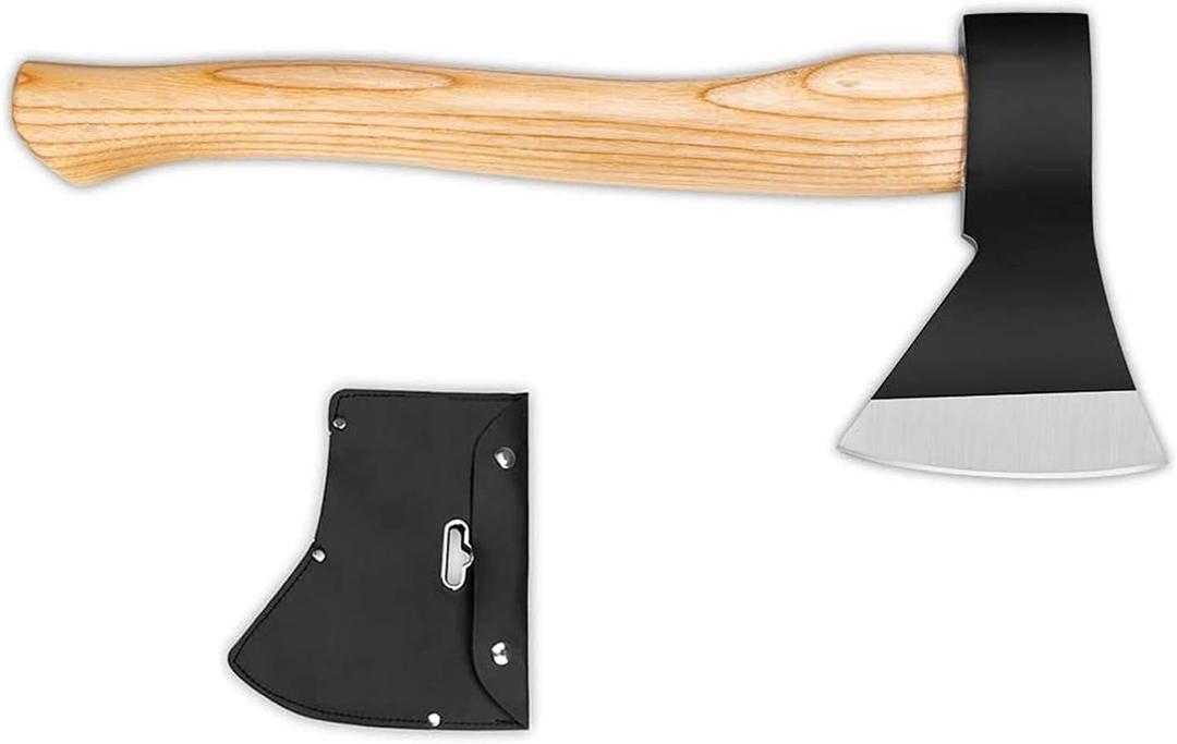 Camping Axe, 15inch Outdoor Hatchet Chopping Axe for Wood Splitting and Kindling, Camping Outdoor Hatchet Gardening Hand Tools with Sheath(Black)