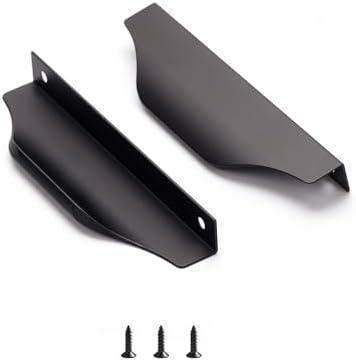 Satanga Edge Black Finger Pull for cabinets Kitchen Concealed Drawer pulls Aluminum Flat Hidden Back Mount Door Handle for Home 6Pack Modern 6" Overall Length Easy Installation