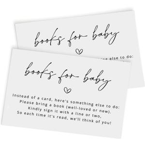 GardenCity Books for Baby Cards, Bring a Book Instead of a Card, Baby Shower Book Request Cards, 50 Pack, Minimalist