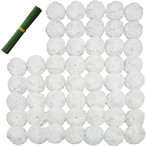 Artificial Carnation Flower, 50pcs Silk Faux Flower Heads with Stem, for DIY Wreath, Wedding Decor, Handmade Flowers, Table Centerpieces, Home Decor, Baby Shower, Graduation Decor (50, White)