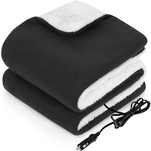 Sealy 12-Volt Heated Car Blanket, Portable Electric Blanket with 3 Heating Levels & 4 Hours Auto Off for Car, Truck, SUV, RV or Camping, Machine Washable, 59" X 43", Charcoal