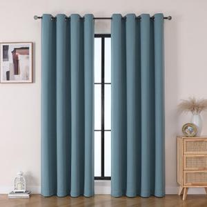 Grommet Blackout Curtains for Bedroom and Living Room - 2 Panels Set Thermal Insulated Room Darkening Curtains (Teal, 52W x 84L)