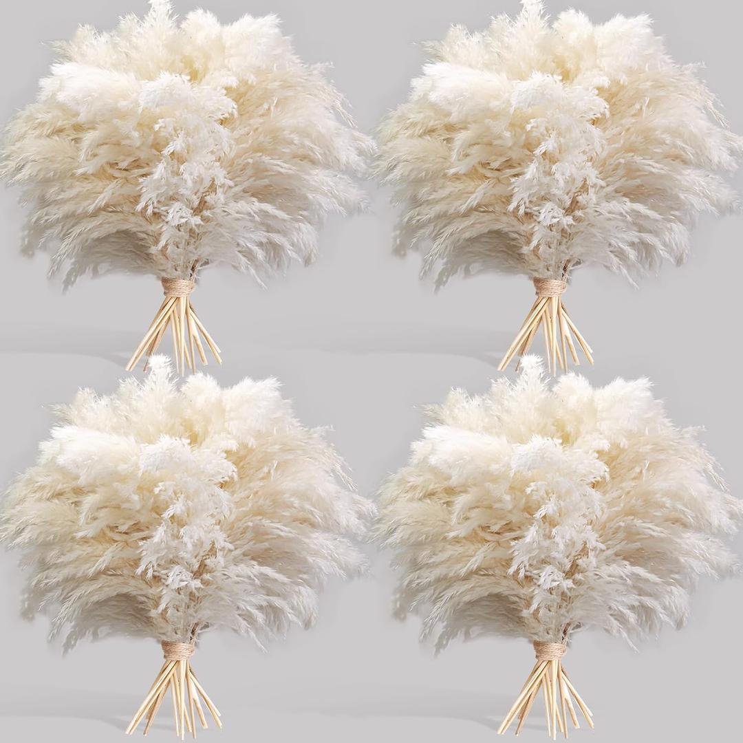 40PCS White Pampas Grass for Home Decor - Elegant Boho Decor - Premium Quality Pampas Grass Stems - Perfect for House, Nursery, Western, Wedding, Table, and Bohemian Decor