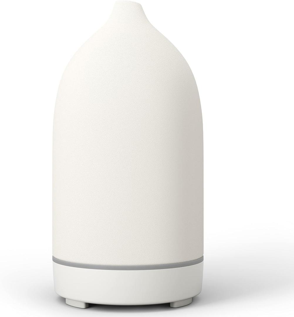 Essential Oil Diffusers,Handmade Ceramic Aromatherapy Diffuser for Room and 9 Colors Night Light for Home,Auto-Off (White)