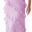 Wenrine Womens Sexy Chiffon Halter Maxi Dress Sleeveless Backless Ruffle Tassel Party Club Dresses, L
