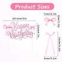 Pink Bowknot Cake Toppers and Picks, 19 PCS Bow Cupcake Toppers Pink Bow Birthday Decorations, Bows Decorations for Baby Shower Birthday Wedding Bachelorette Party Supplies