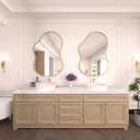 WEER Irregular Wall Mirror, 24x36 inch Gold Asymmetrical Wall Mounted Mirrors Decorative, Abstract Wavy Aluminum Alloy Frame for Bathroom, Bedroom, Living Room, Entryway