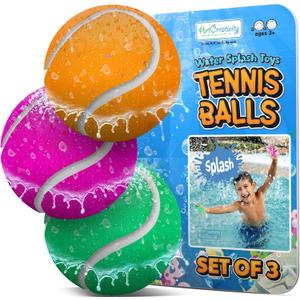 ArtCreativity Tennis Balls Water Splash Toys - Set of 3 - Spongy Bath Toy for Kids - Vibrant Colors with 3 Different Ball Designs - Bathtub Toy for Fun in The Tub - Kids Pool Toys & Pool Accessories