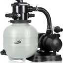 BlueBay Sand Filter Pump for Above Ground Pool,13" Pool Sand Filter 1/3HP, 1850GPH, up to 10000 Gallons, 7-Way Valve, Easy Installation, Gray