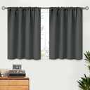 BGment Short Blackout Curtains 36 Inch Length - Room Darkening Drapes with Rod Pocket Thermal Insulated for Rv Bathroom Bedroom Windows, Dark Grey, 2 Panels, 42 x 36 Inch