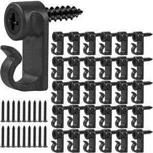 60 Pack Christmas Light Clips, Hooks for Outdoor String Lights, Weatherproof Light Hanger Hooks Screw-in Hooks for Hanging Christmas Lights and Wire,Cable,Fairy Lights,Wind Chimes (Black)