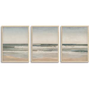 Natural Ocean Landscape OAK Framed Wall Art 16x20 inch