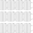TANGLONG Sublimation Mugs Blank, Tazas Para Sublimacion, White Ceramic Sublimation Cups, Bulk Mugs for Coffee, Tea, Latte, Soup, Milk, Hot Cocoa 11 oz Set of 12